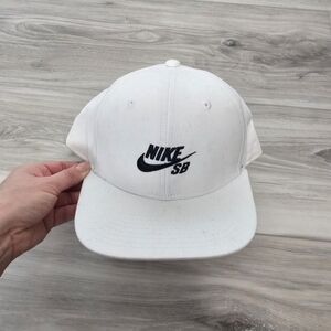 Nike White Snapback Cap with Black Swoosh